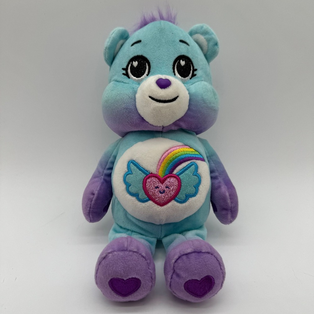 Care Bears Dream‎ Bright Bear Plush Stuffed Animal Blue Purple Rainbow Heart 10"